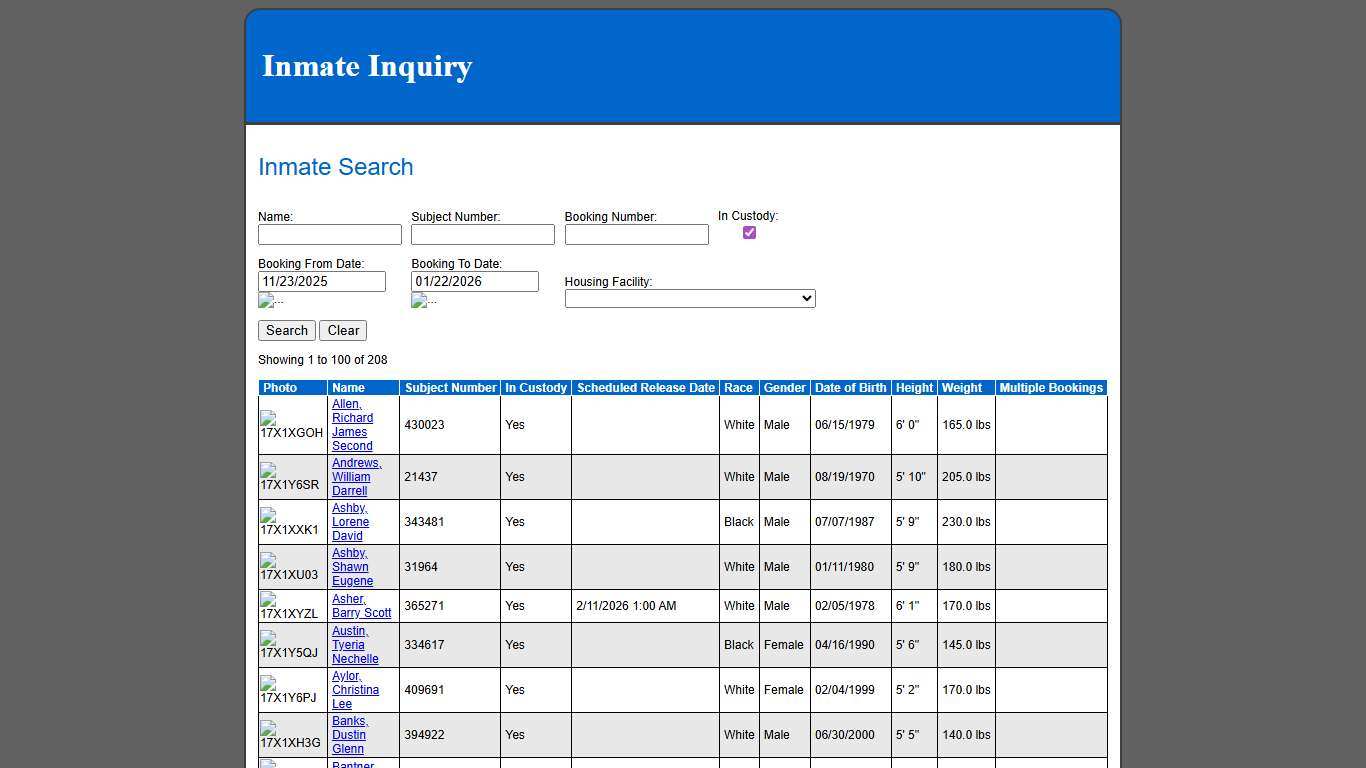 Inmate Search