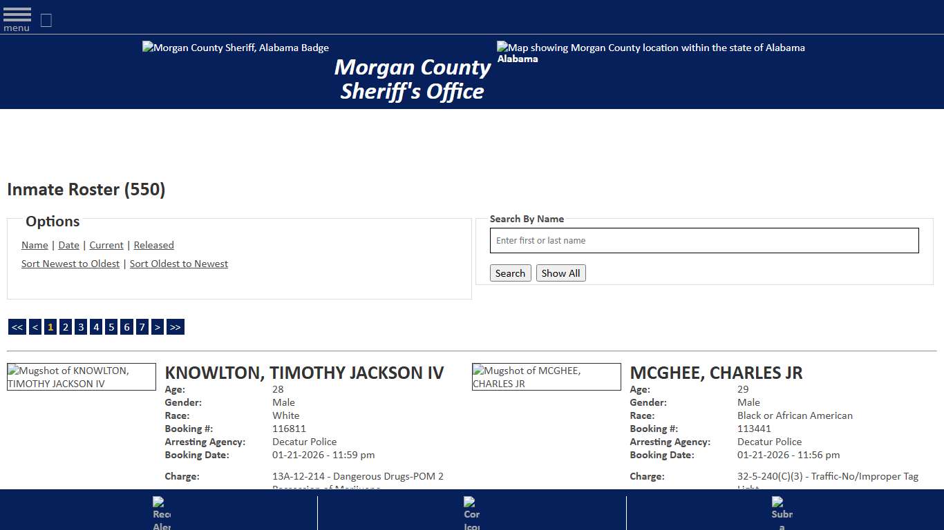 Inmate Roster - Current Inmates Booking Date Descending - Morgan County Sheriff, Alabama
